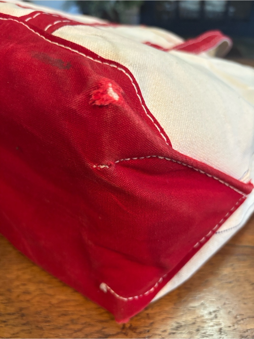 LL Bean Vintage 80s Boat and Tote Bag with Red Trim - Picture 7 of 16